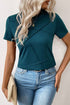 Modern Asymmetric Panel Geometric Seamed Short Sleeve Top
